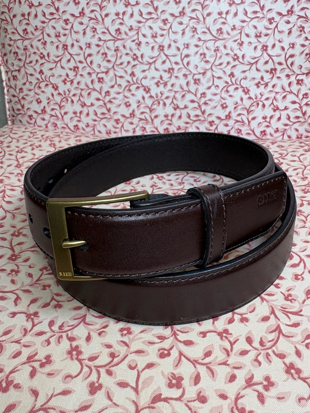5.11 Tactical Men’s Dark Brown Leather Belt with Brass Buckle